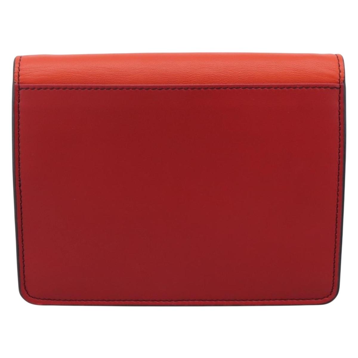 Bottega Veneta Chain Shoulder Wallet Leather Orange Gold Auth 204771V