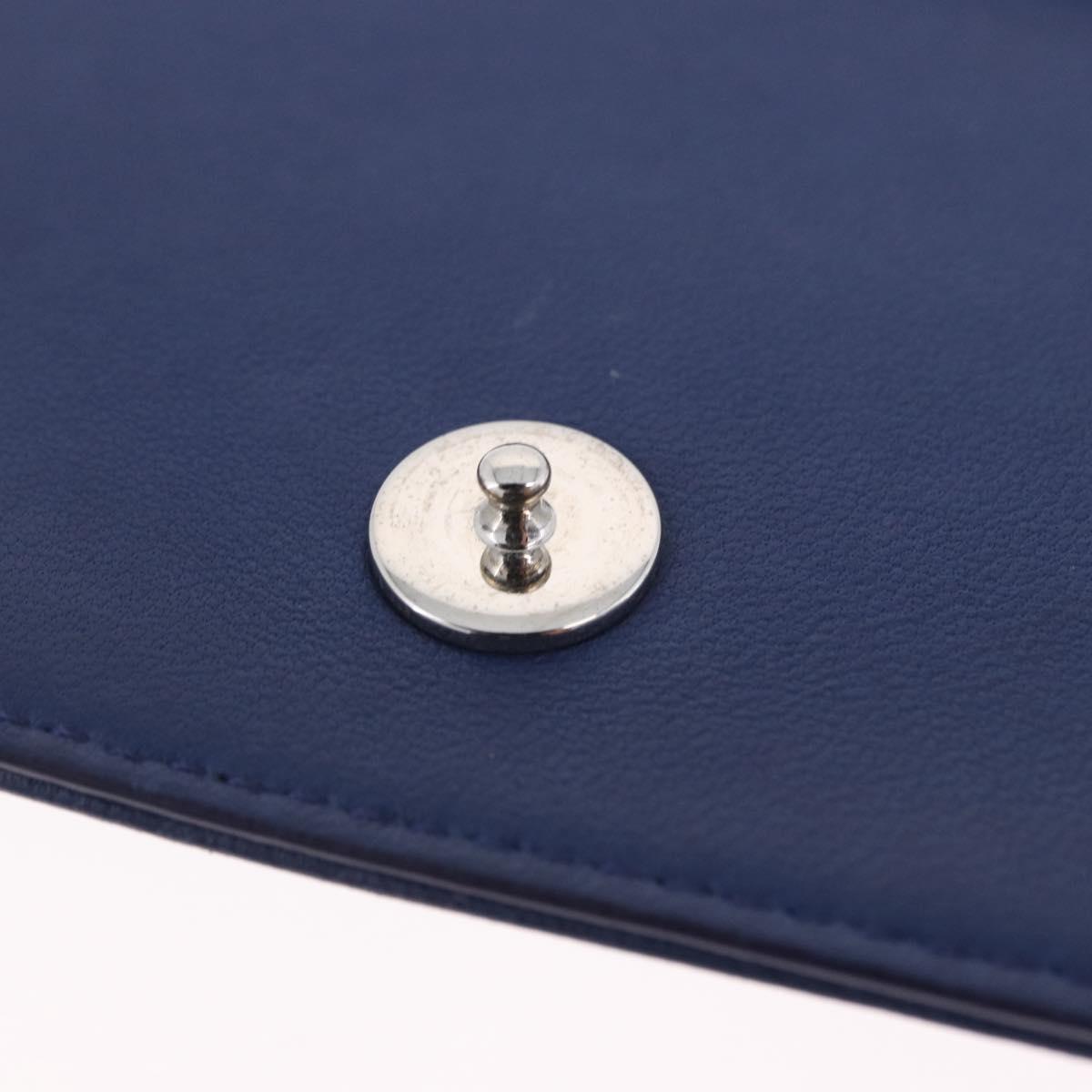 Christian Dior Diorama Chain Shoulder Bag Leather Blue Silver Auth 204772V