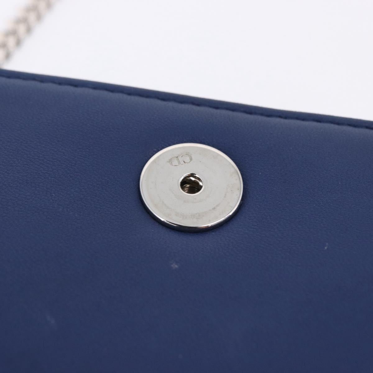 Christian Dior Diorama Chain Shoulder Bag Leather Blue Silver Auth 204772V