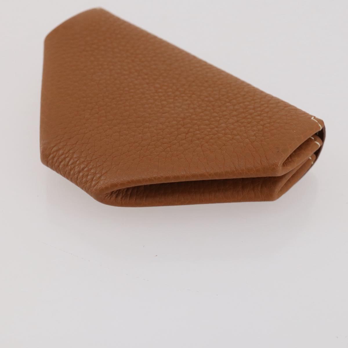 HERMES Revan Cattle Coin Purse Leather Brown Gold Auth 204773M