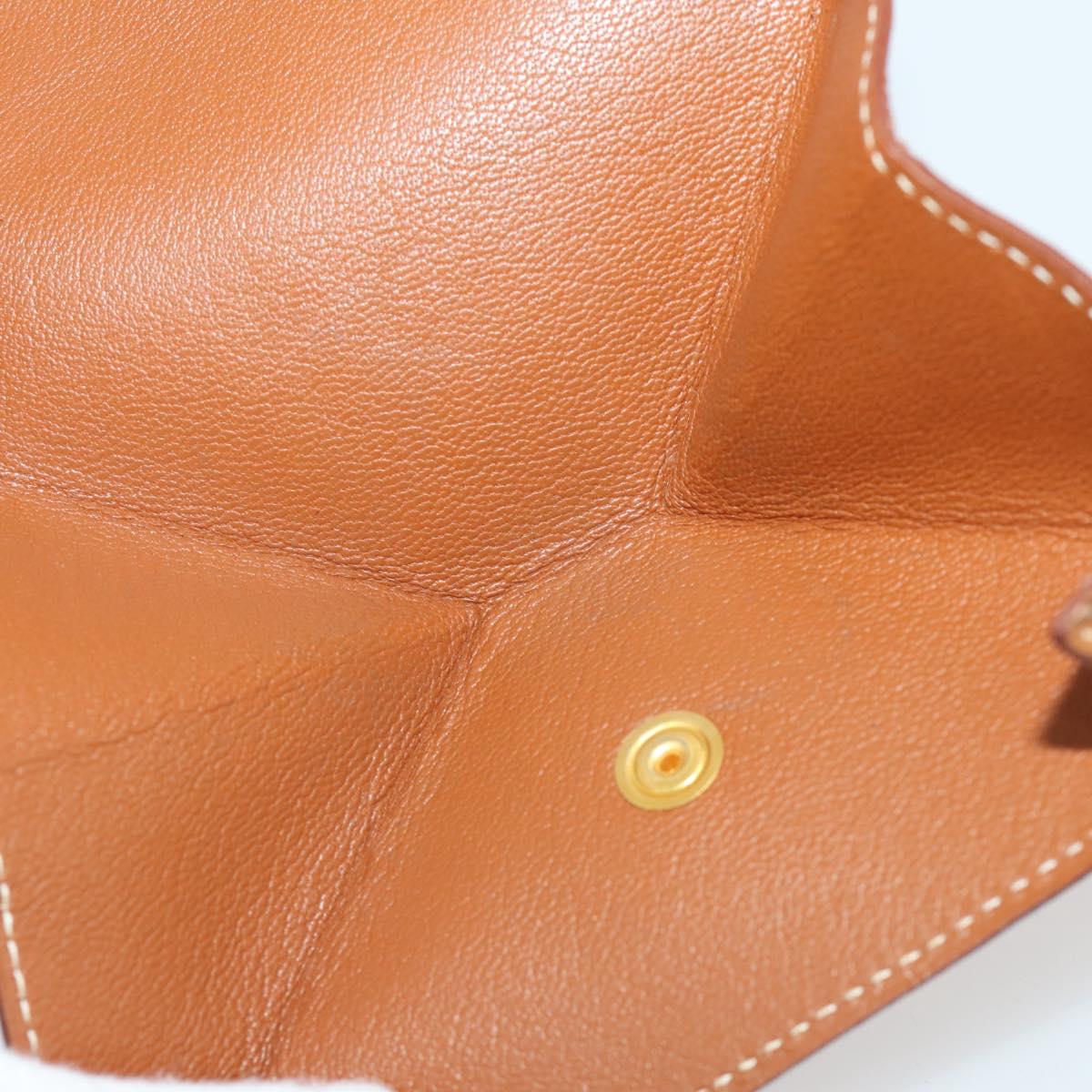 HERMES Revan Cattle Coin Purse Leather Brown Gold Auth 204773M
