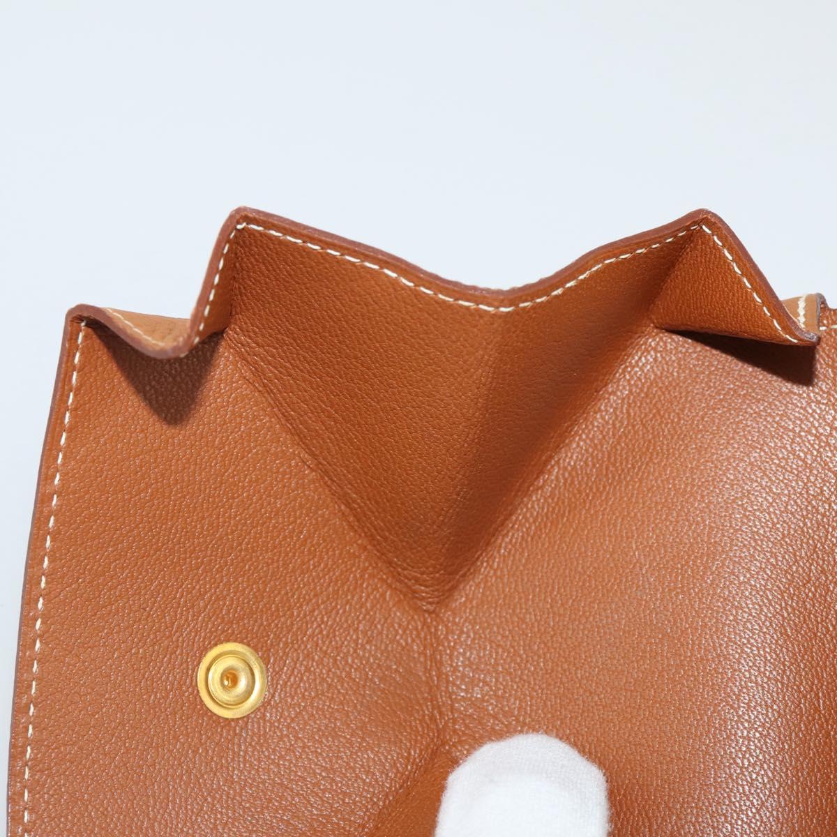 HERMES Revan Cattle Coin Purse Leather Brown Gold Auth 204773M