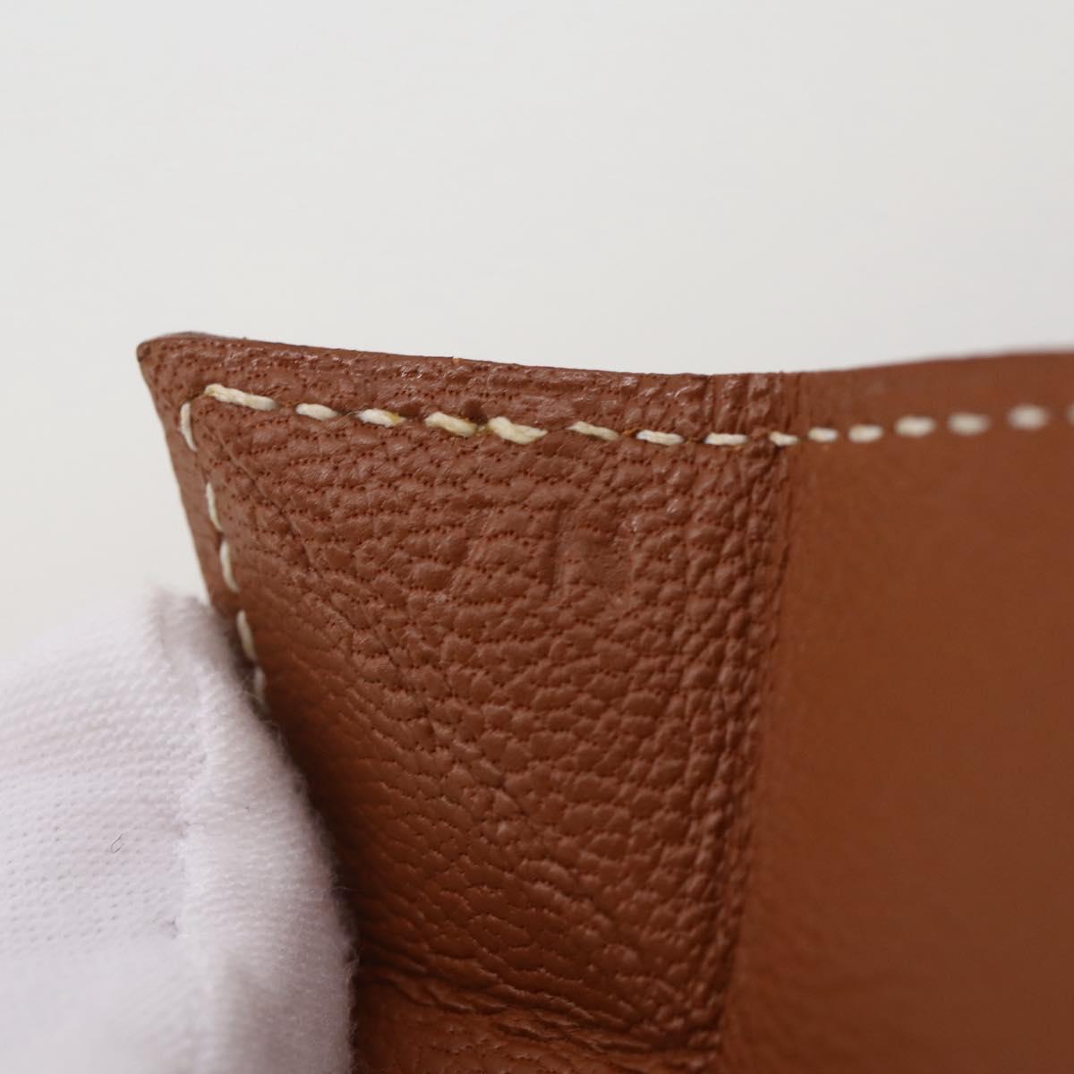 HERMES Revan Cattle Coin Purse Leather Brown Gold Auth 204773M
