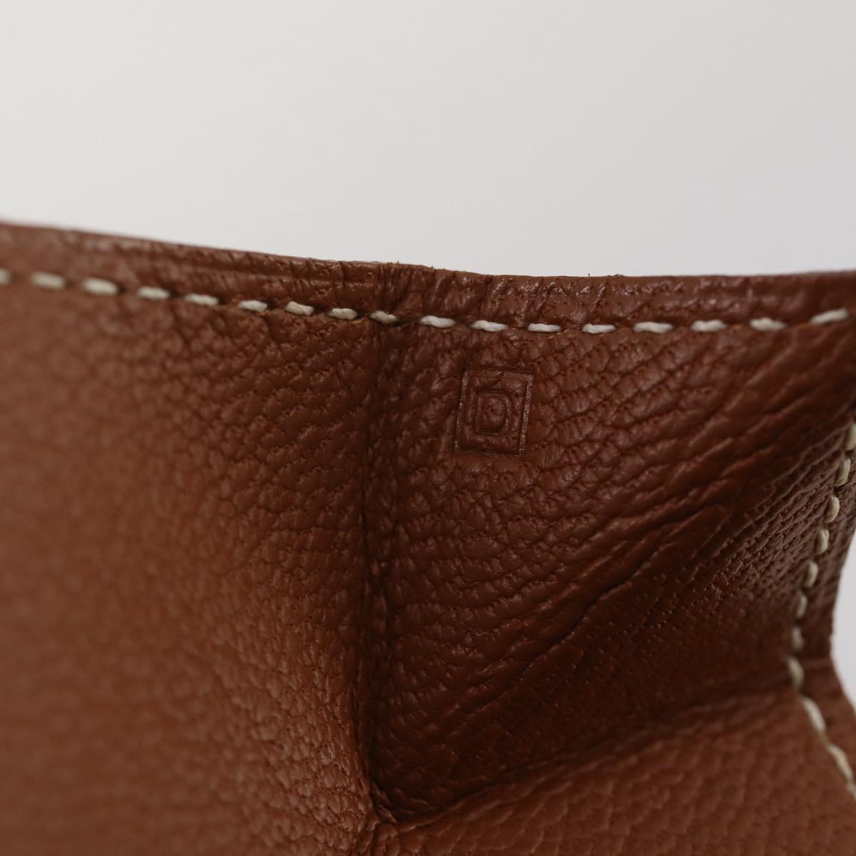 HERMES Revan Cattle Coin Purse Leather Brown Gold Auth 204773M