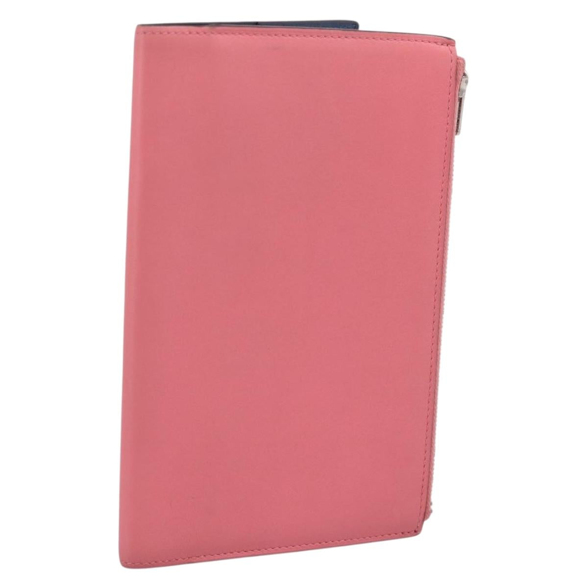 HERMES EAZIP Day Planner Cover Leather Pink Silver Auth 204774M