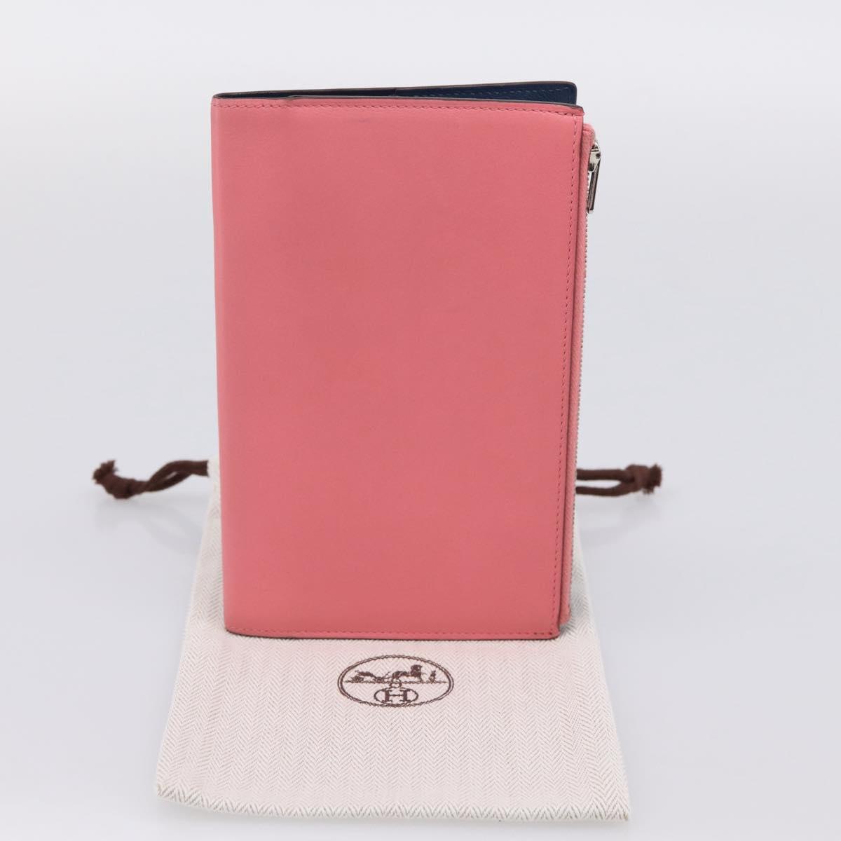 HERMES EAZIP Day Planner Cover Leather Pink Silver Auth 204774M