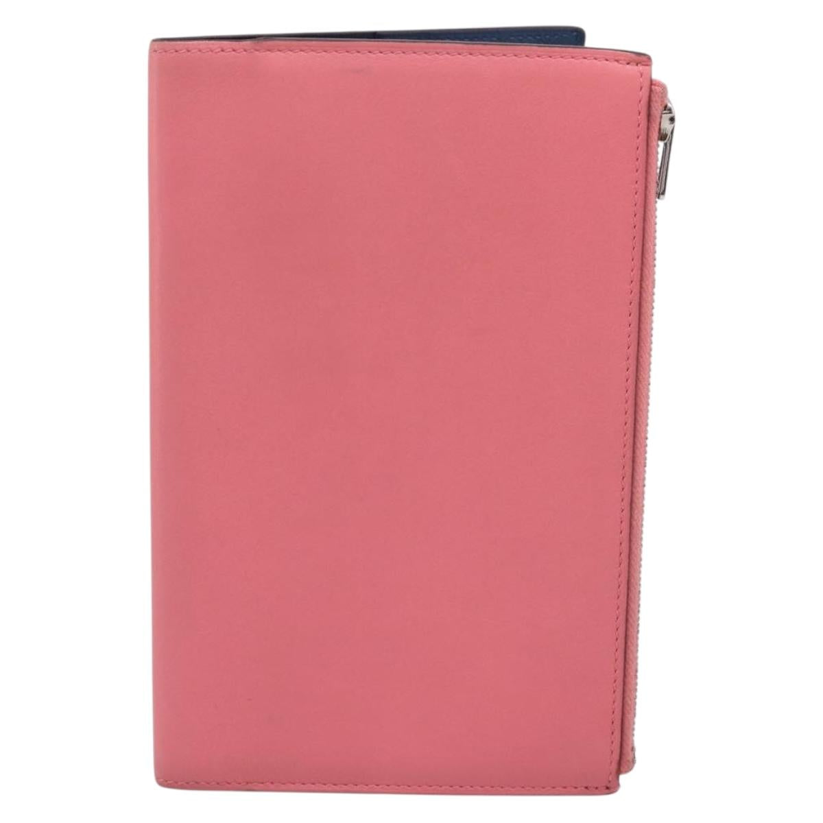 HERMES EAZIP Day Planner Cover Leather Pink Silver Auth 204774M