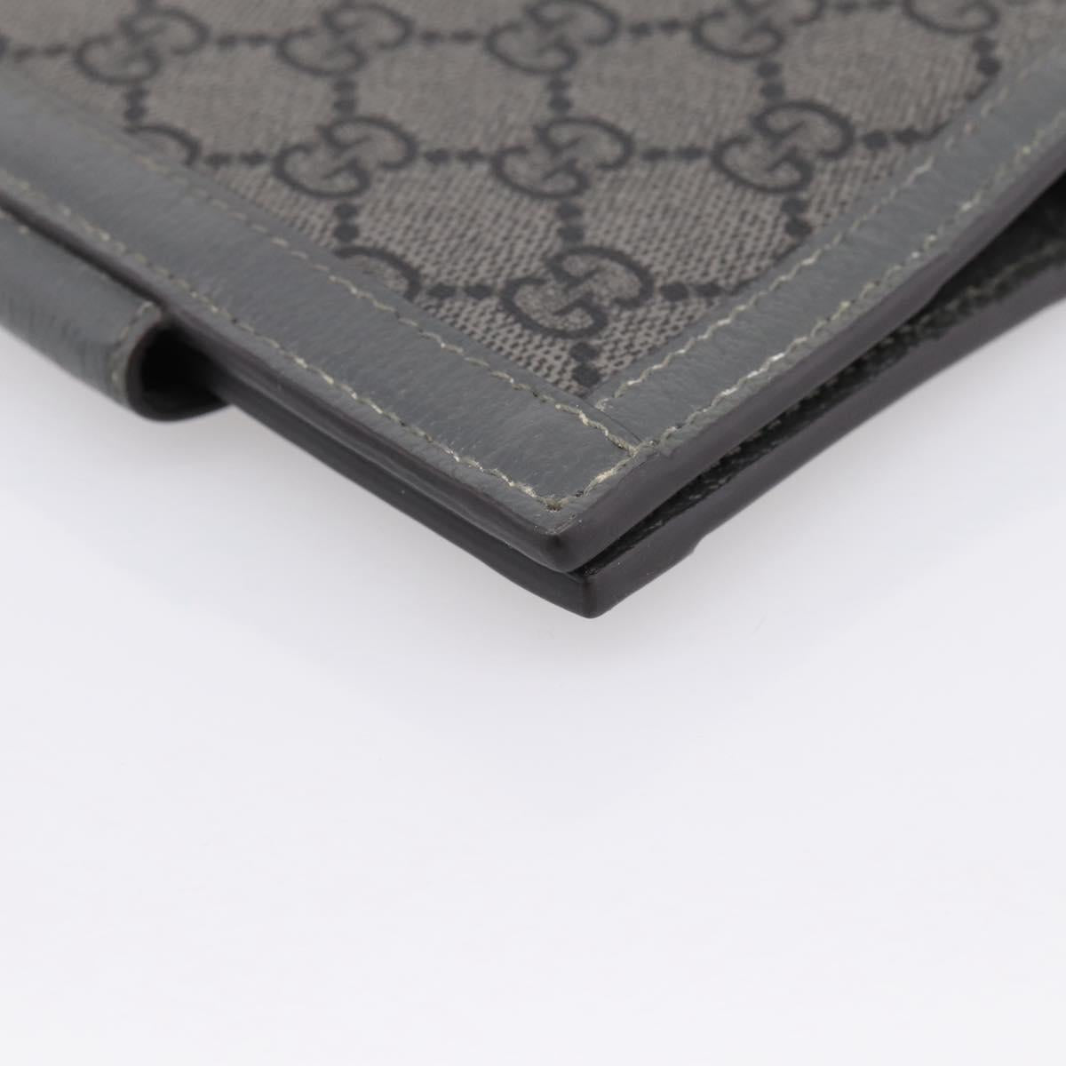 GUCCI GG Supreme Passport Case PVC Gray Silver 732755 Auth 204775M
