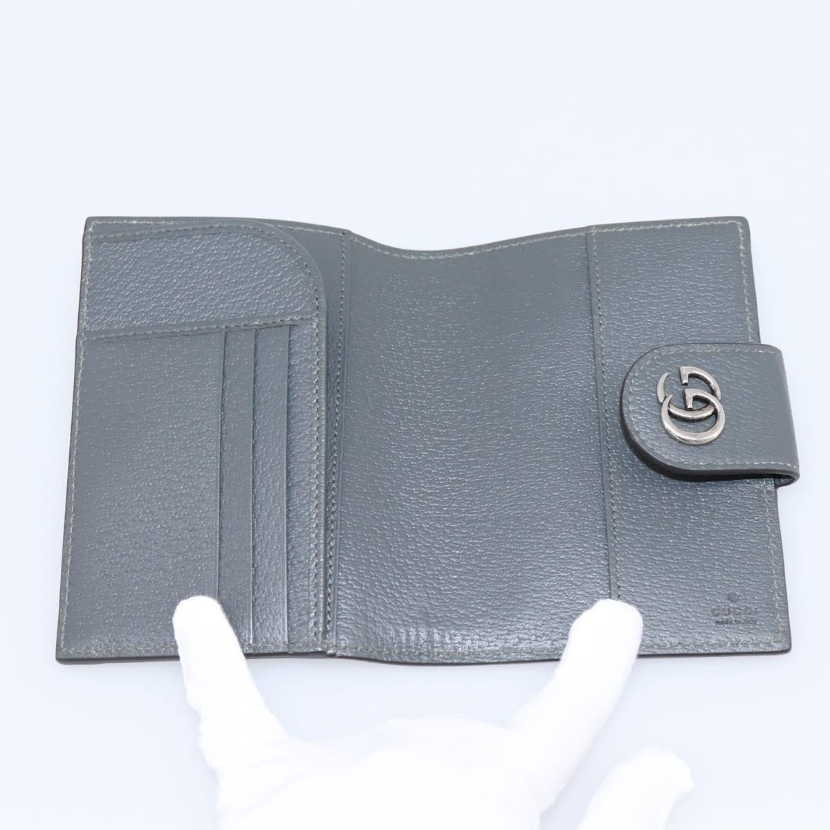GUCCI GG Supreme Passport Case PVC Gray Silver 732755 Auth 204775M