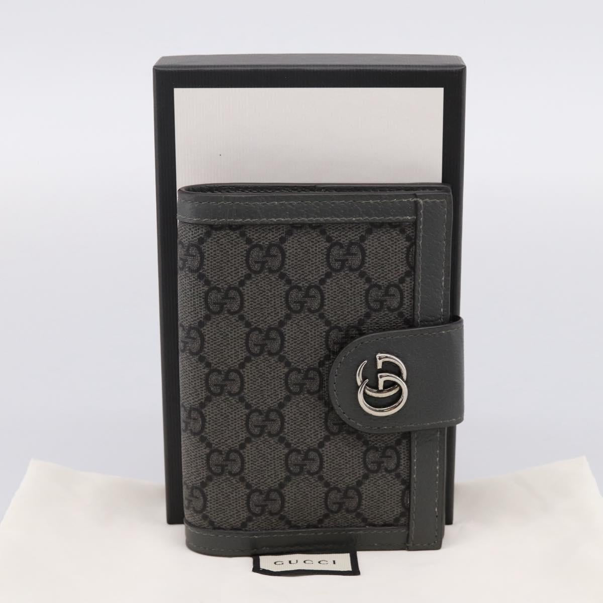 GUCCI GG Supreme Passport Case PVC Gray Silver 732755 Auth 204775M