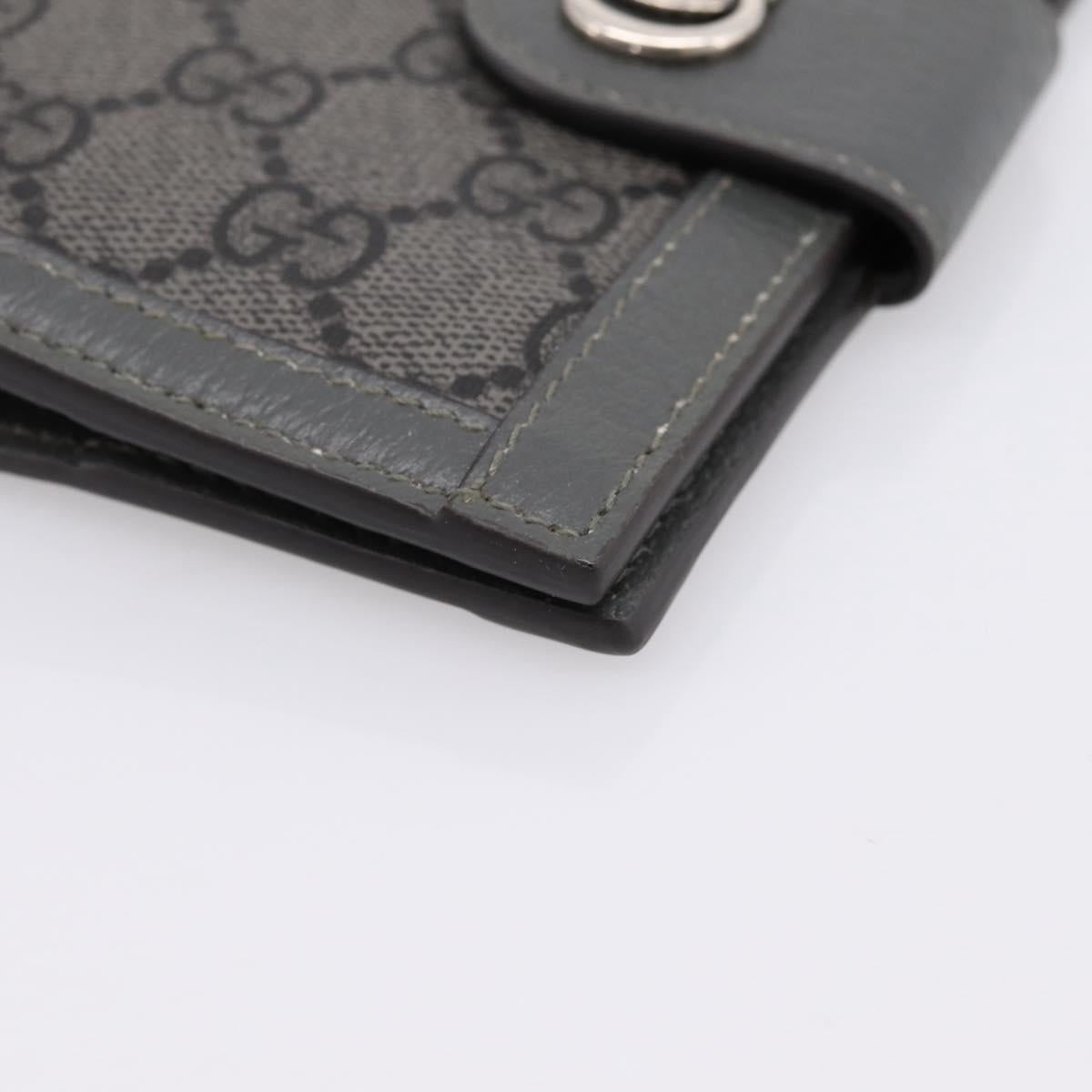 GUCCI GG Supreme Passport Case PVC Gray Silver 732755 Auth 204775M