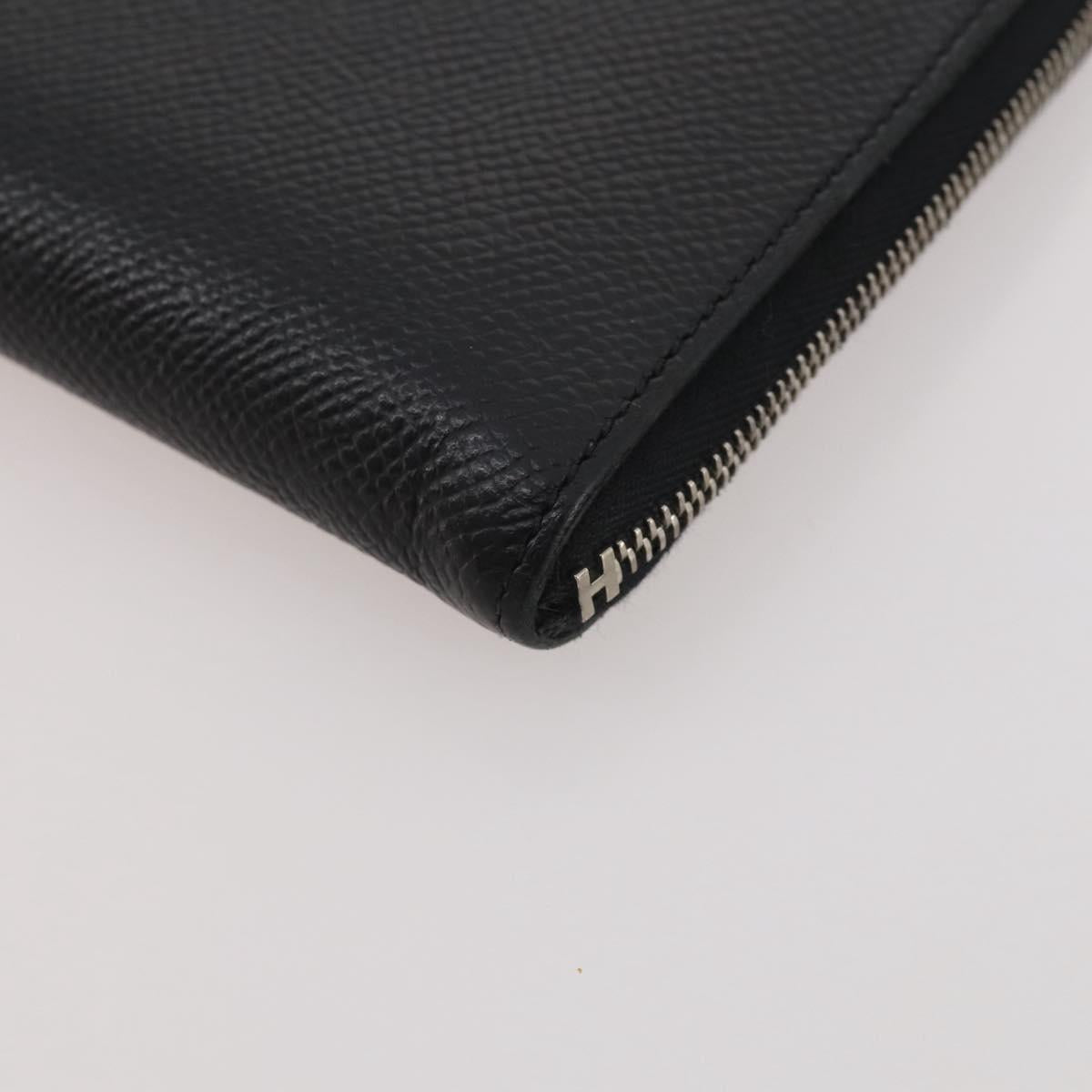 HERMES Combine Remix Duo Dogon Pouch Leather Black Silver Auth 204779M