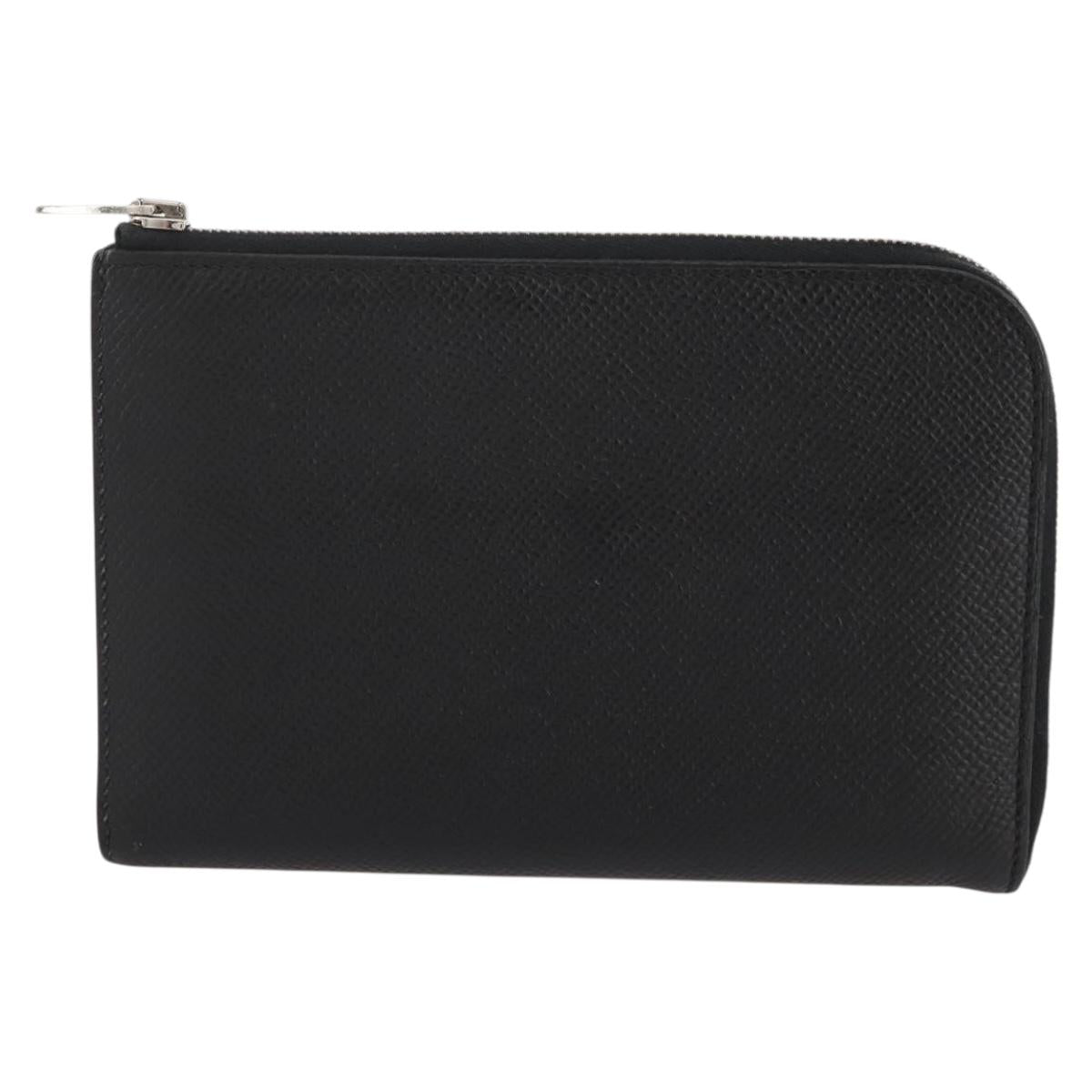 HERMES Combine Remix Duo Dogon Pouch Leather Black Silver Auth 204779M