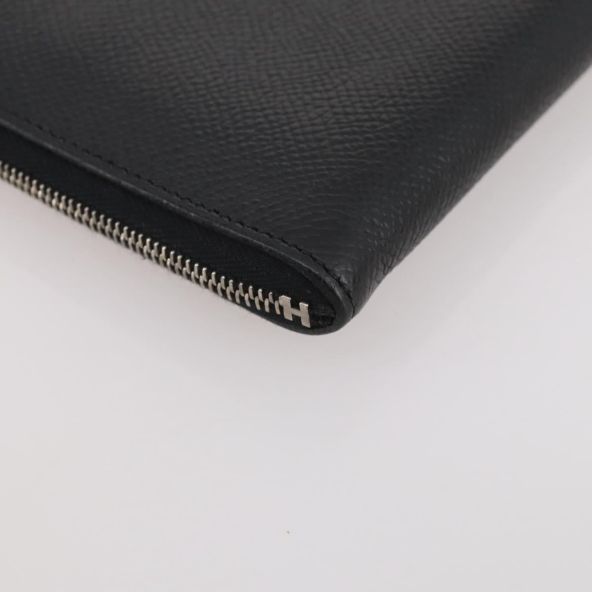 HERMES Combine Remix Duo Dogon Pouch Leather Black Silver Auth 204779M