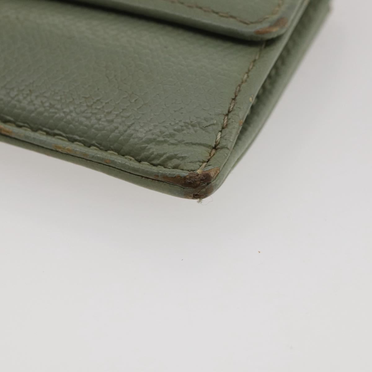 CHANEL Card Case Leather Green Gold CC Auth 204781