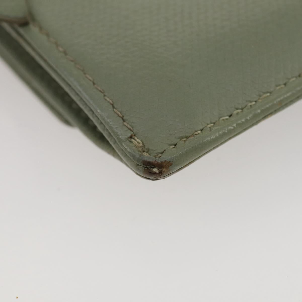 CHANEL Card Case Leather Green Gold CC Auth 204781