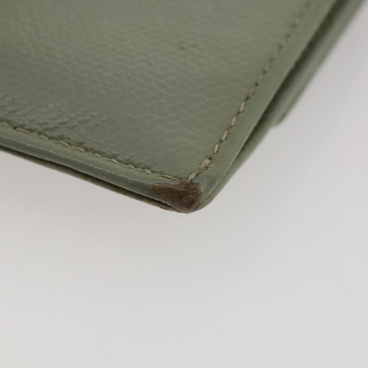 CHANEL Card Case Leather Green Gold CC Auth 204781