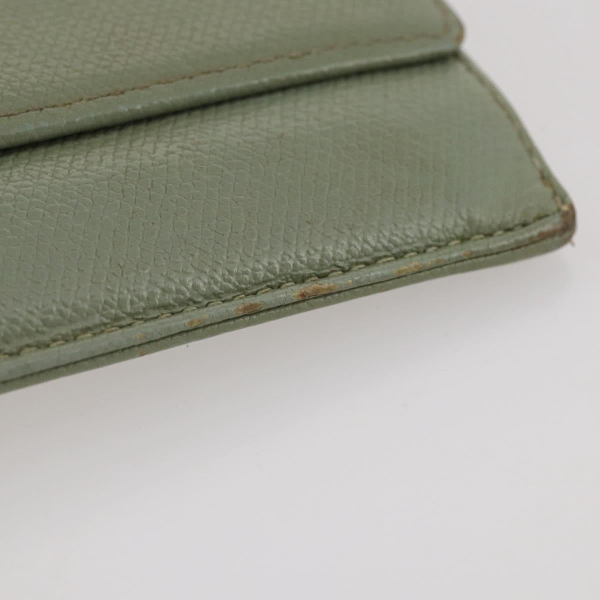 CHANEL Card Case Leather Green Gold CC Auth 204781