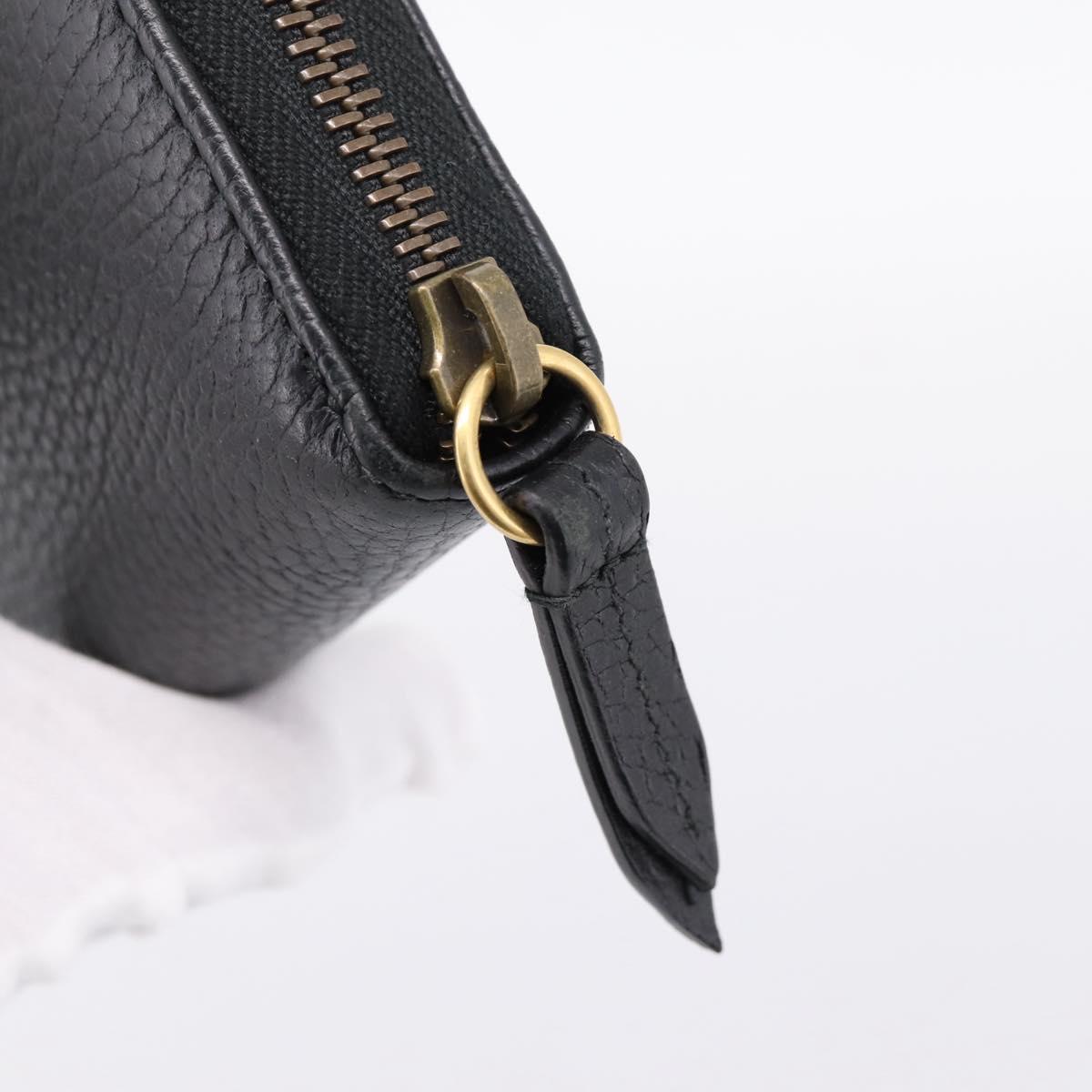 GUCCI Bow Long Wallet Leather Black Gold 524291 Auth 204782A