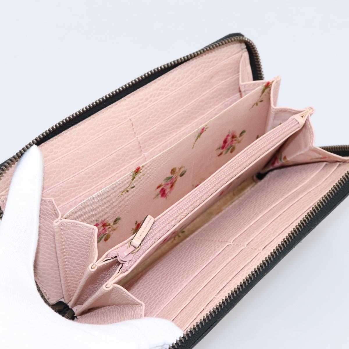 GUCCI Bow Long Wallet Leather Black Gold 524291 Auth 204782A