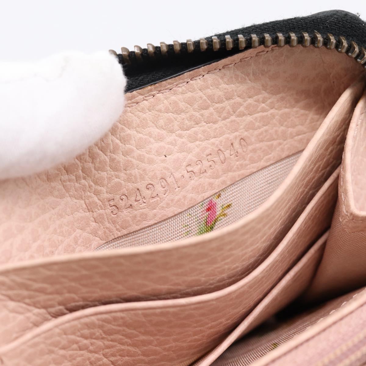 GUCCI Bow Long Wallet Leather Black Gold 524291 Auth 204782A