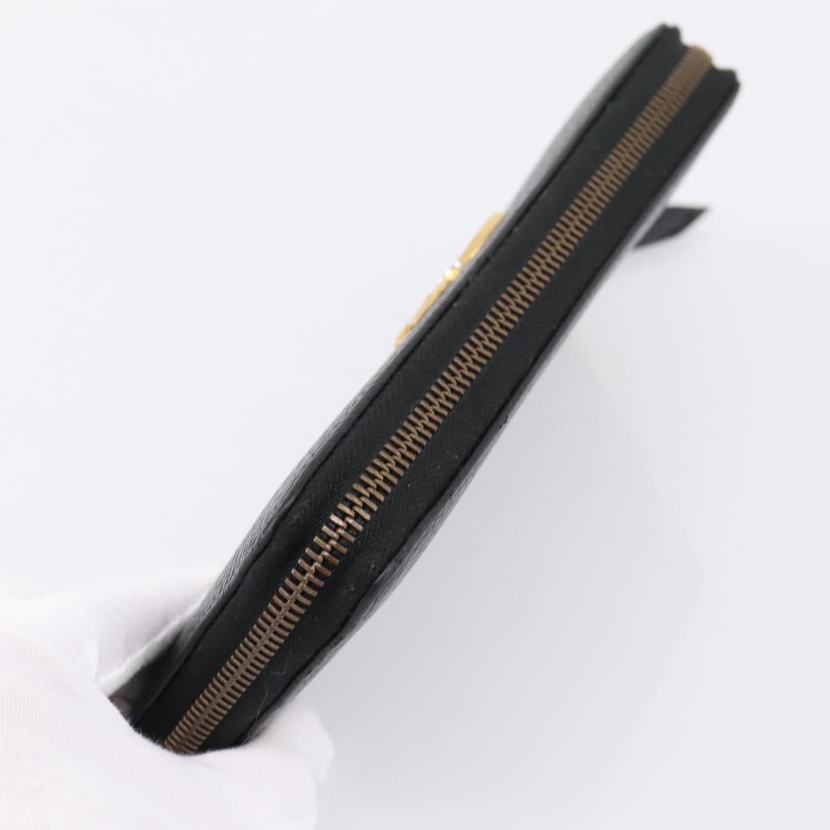 GUCCI Bow Long Wallet Leather Black Gold 524291 Auth 204782A
