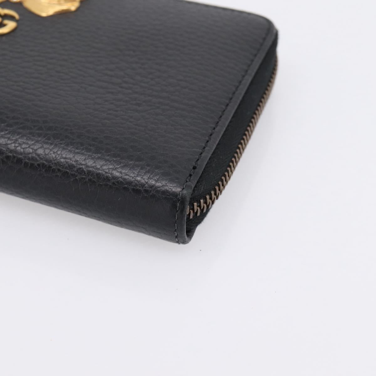 GUCCI Bow Long Wallet Leather Black Gold 524291 Auth 204782A
