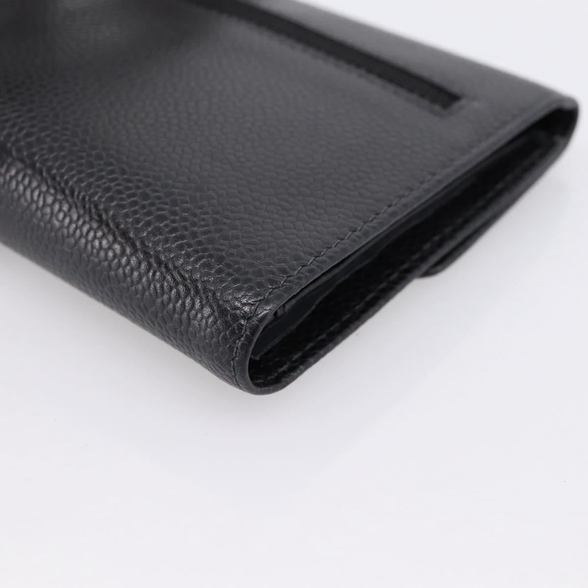 CHANEL Matelasse Wallet Caviar Skin Black Gold CC Auth 204790V