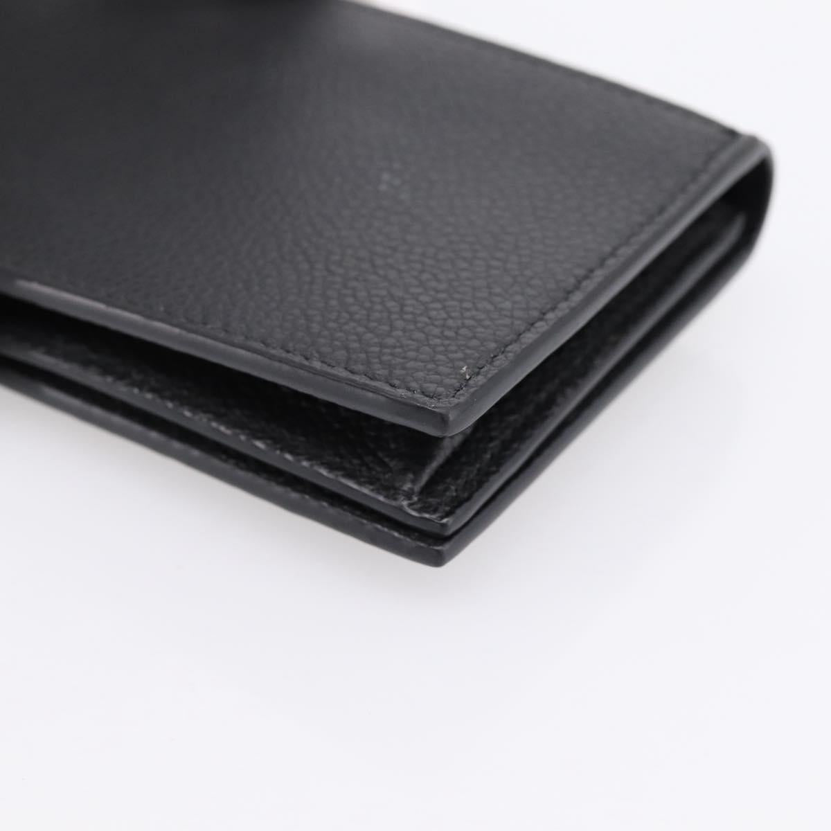SAINT LAURENT Cassandra Card Case Leather Black Gold Auth 204792M
