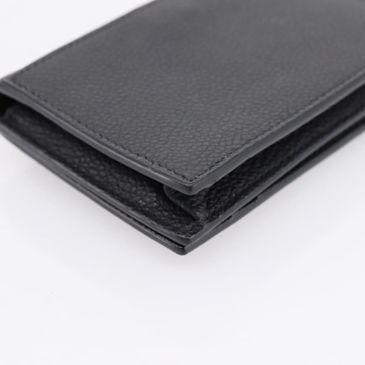 SAINT LAURENT Cassandra Card Case Leather Black Gold Auth 204792M