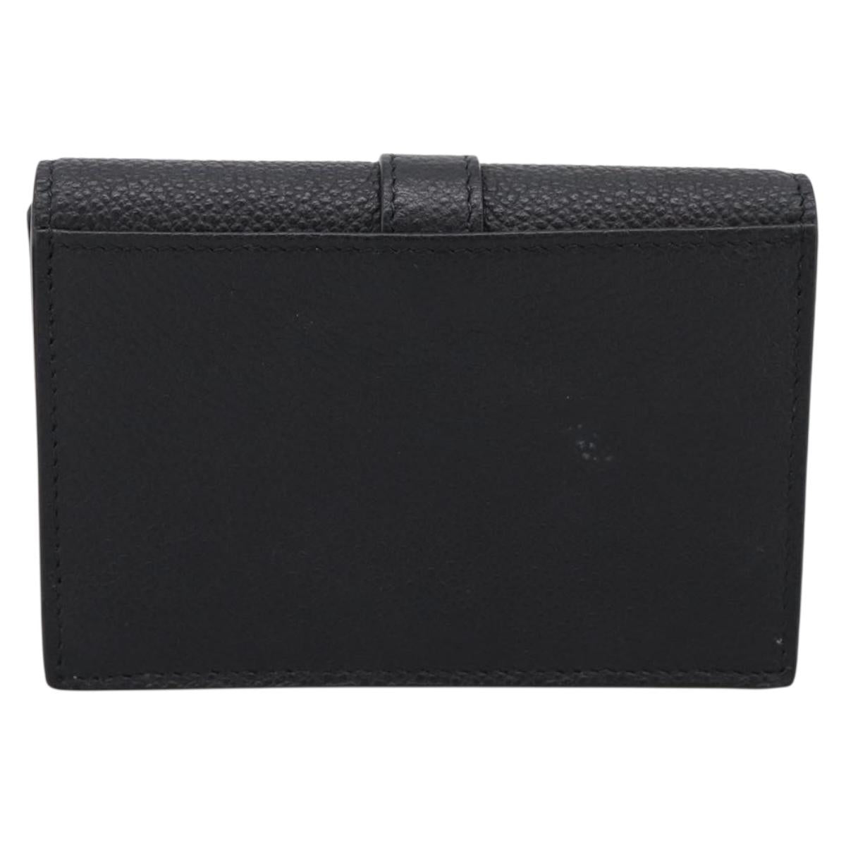 SAINT LAURENT Cassandra Card Case Leather Black Gold Auth 204792M