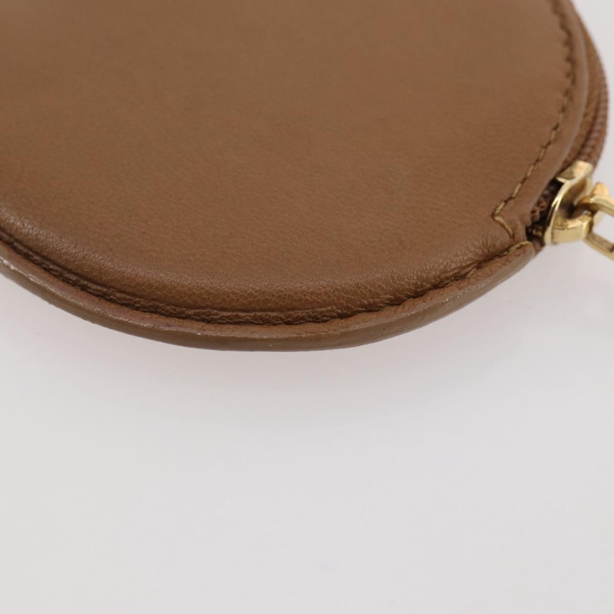 LOEWE Coin Purse Leather Beige Gold Auth 204794A
