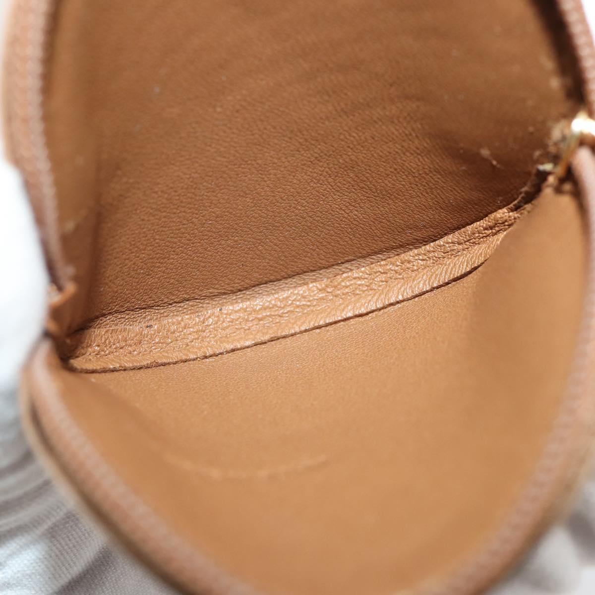 LOEWE Coin Purse Leather Beige Gold Auth 204794A