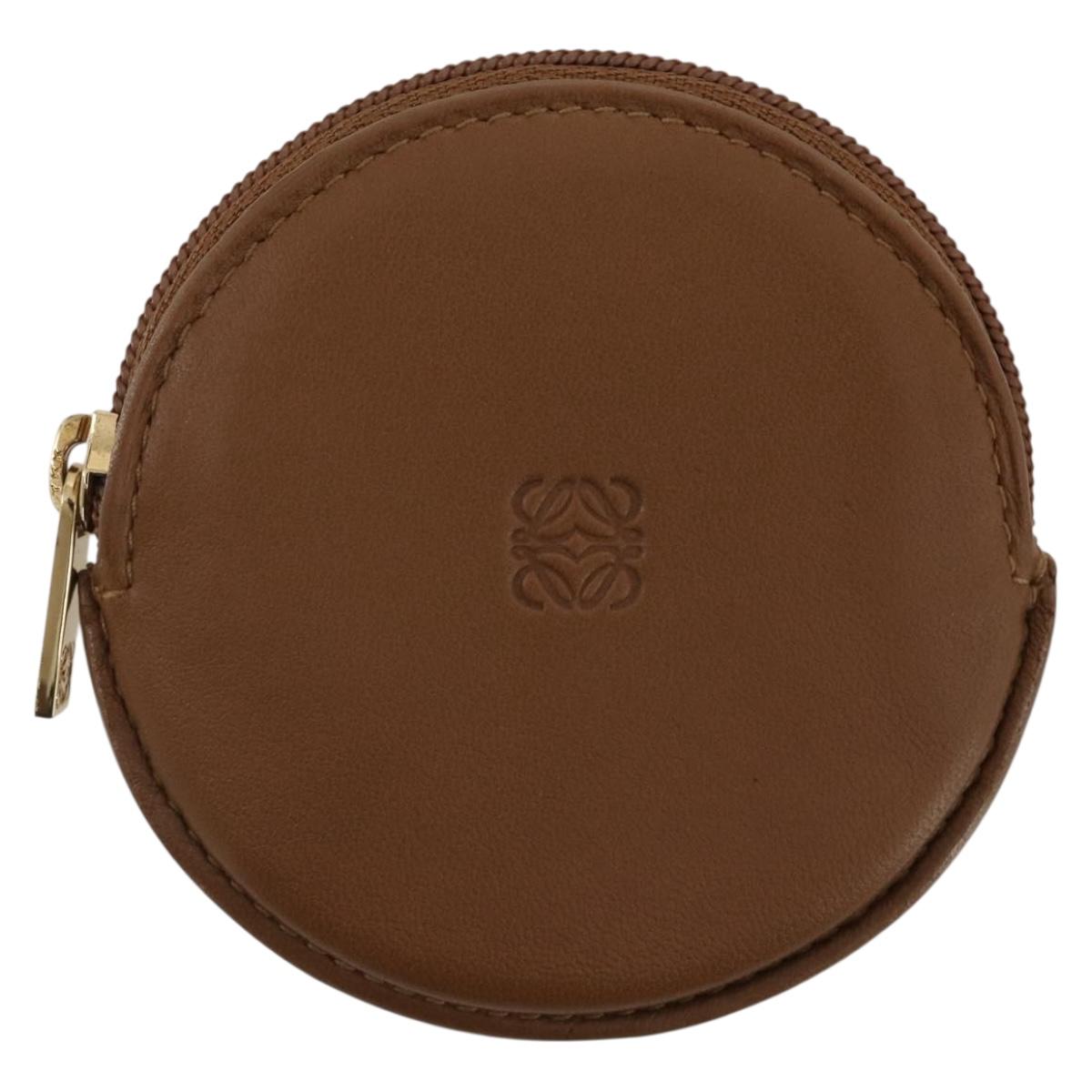 LOEWE Coin Purse Leather Beige Gold Auth 204794A