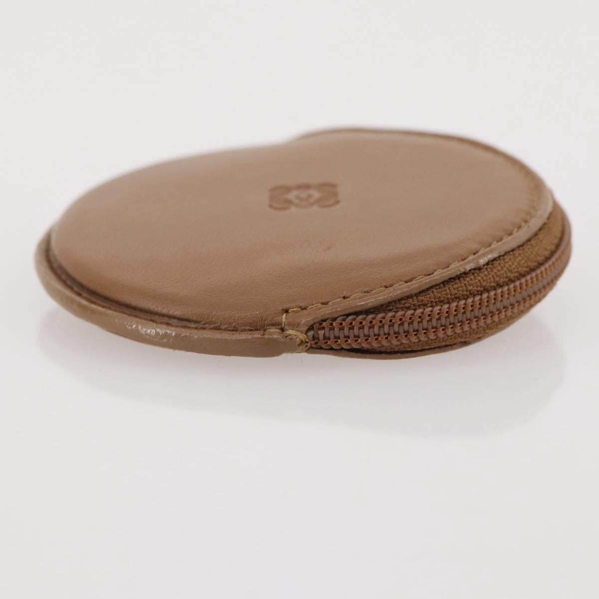 LOEWE Coin Purse Leather Beige Gold Auth 204794A