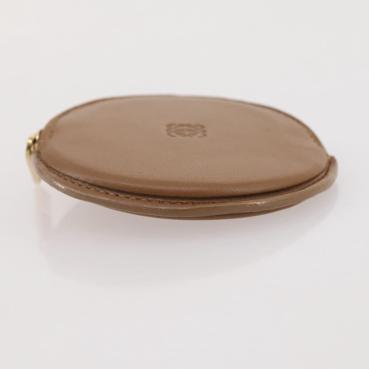 LOEWE Coin Purse Leather Beige Gold Auth 204794A