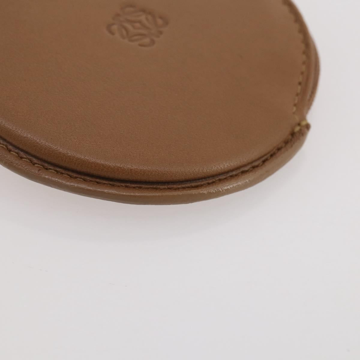 LOEWE Coin Purse Leather Beige Gold Auth 204794A