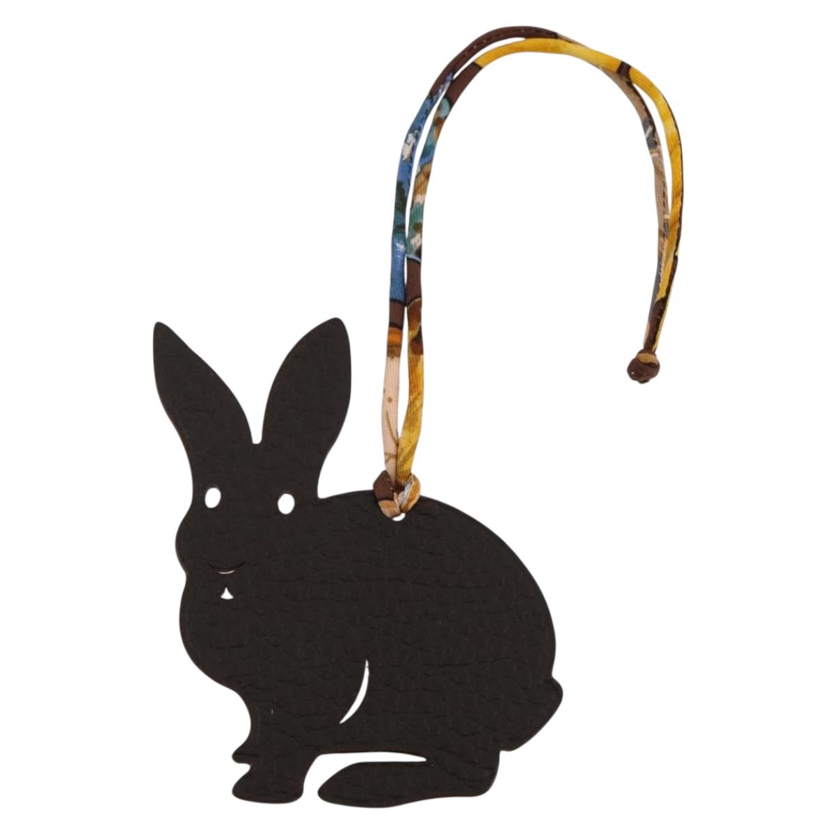 HERMES Petit Ash Rabbit PM Bag Charm Leather Brown Auth 204795M
