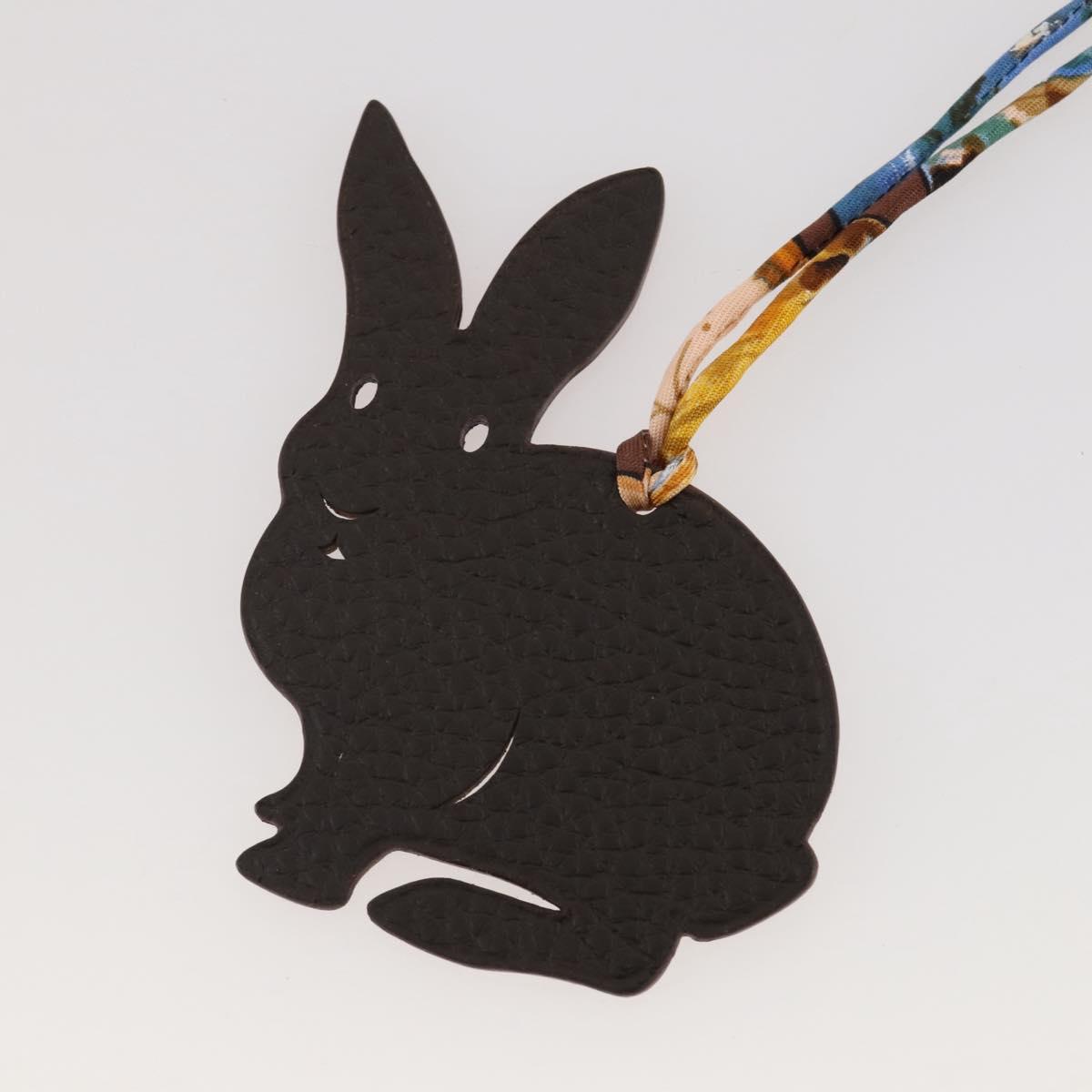 HERMES Petit Ash Rabbit PM Bag Charm Leather Brown Auth 204795M