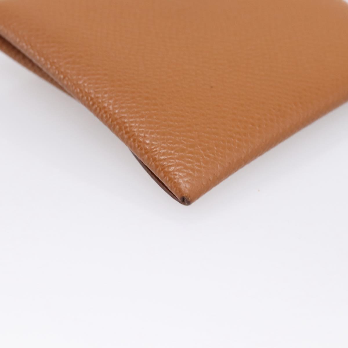HERMES Bastia Coin Purse Leather Brown Auth 204796M