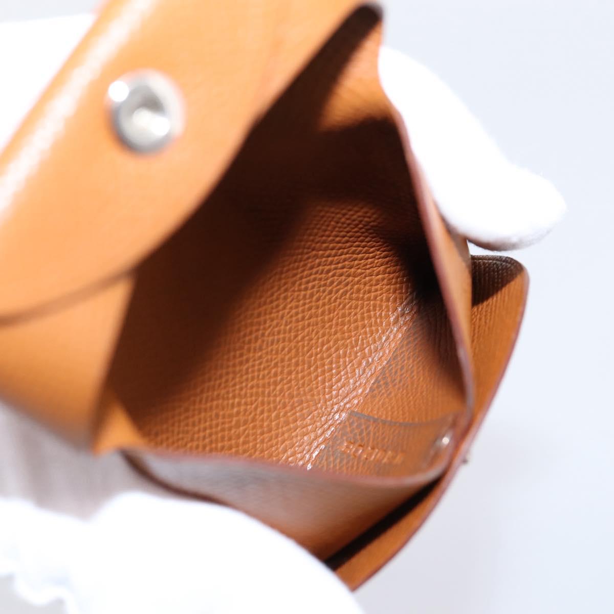 HERMES Bastia Coin Purse Leather Brown Auth 204796M