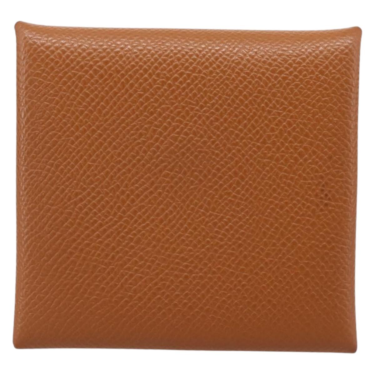 HERMES Bastia Coin Purse Leather Brown Auth 204796M