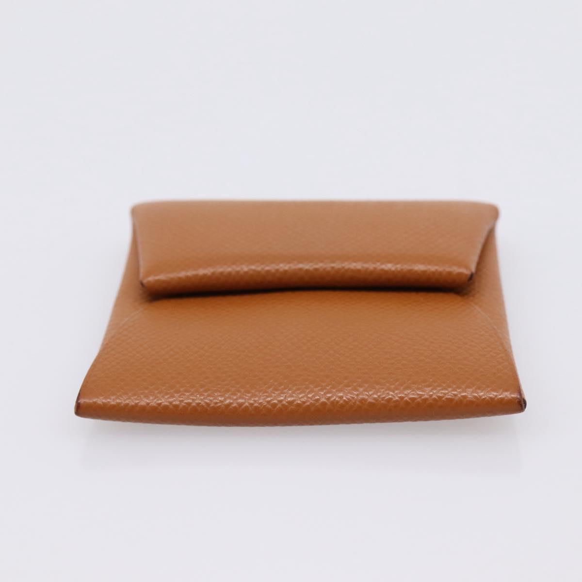 HERMES Bastia Coin Purse Leather Brown Auth 204796M