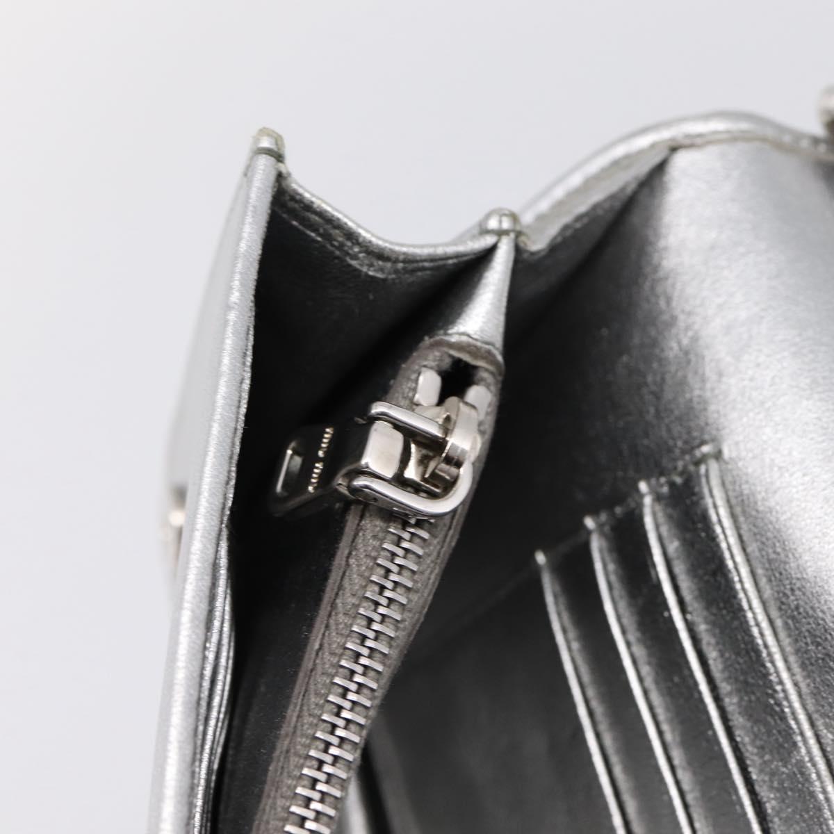 Miu Miu Matelasse Chain Shoulder Bag Leather Silver Auth 204797A