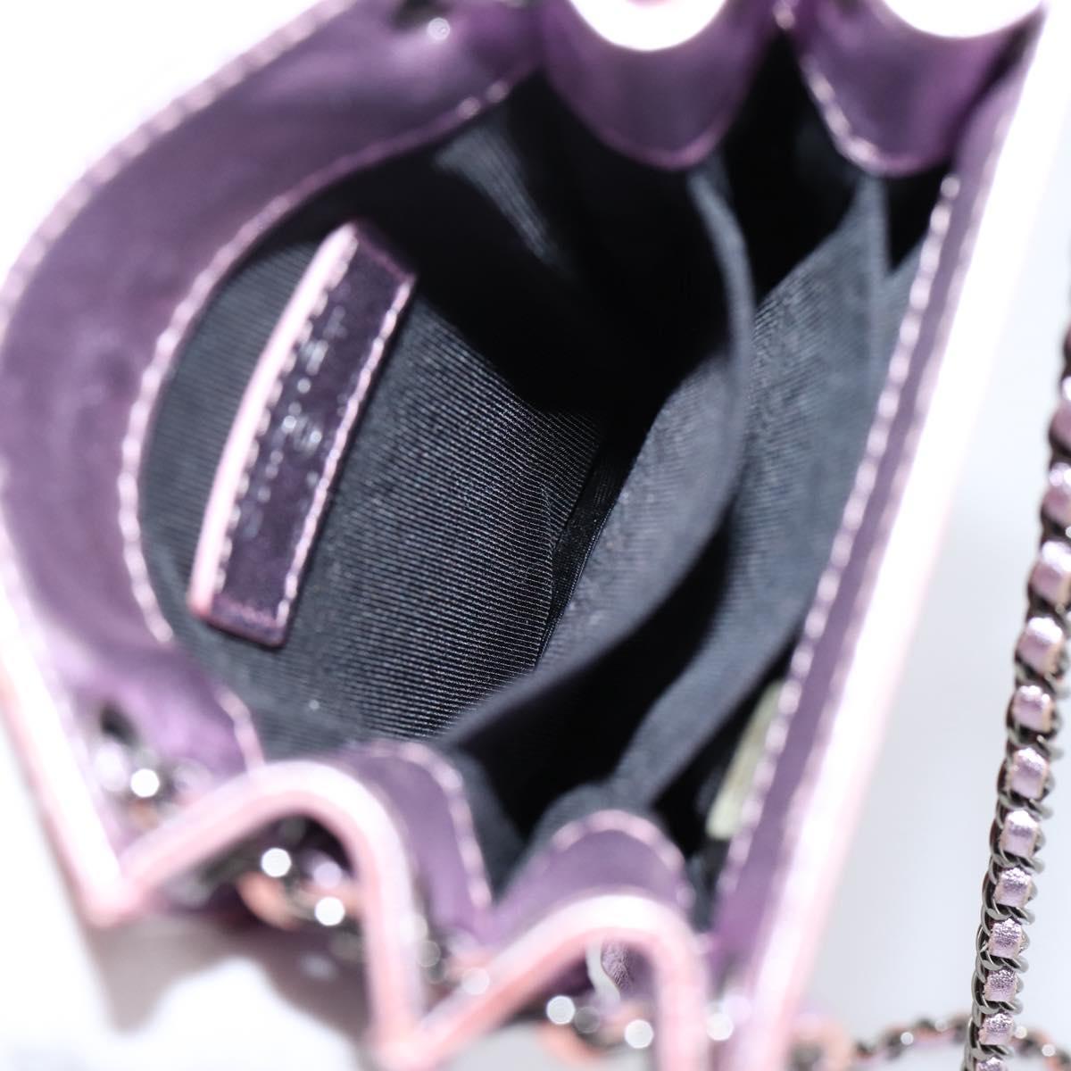 CHANEL Matelasse Chain Shoulder Pouch Patent leather Pink Silver CC Auth 204798M