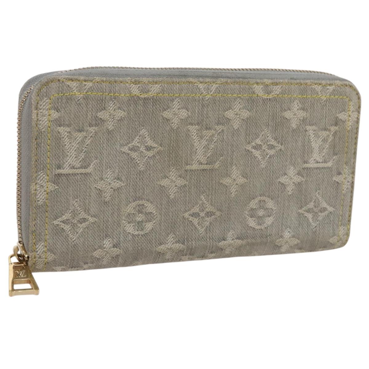 LOUIS VUITTON Monogram denim Zippy Wallet Wallet Gray M13214 LV Auth 204799M