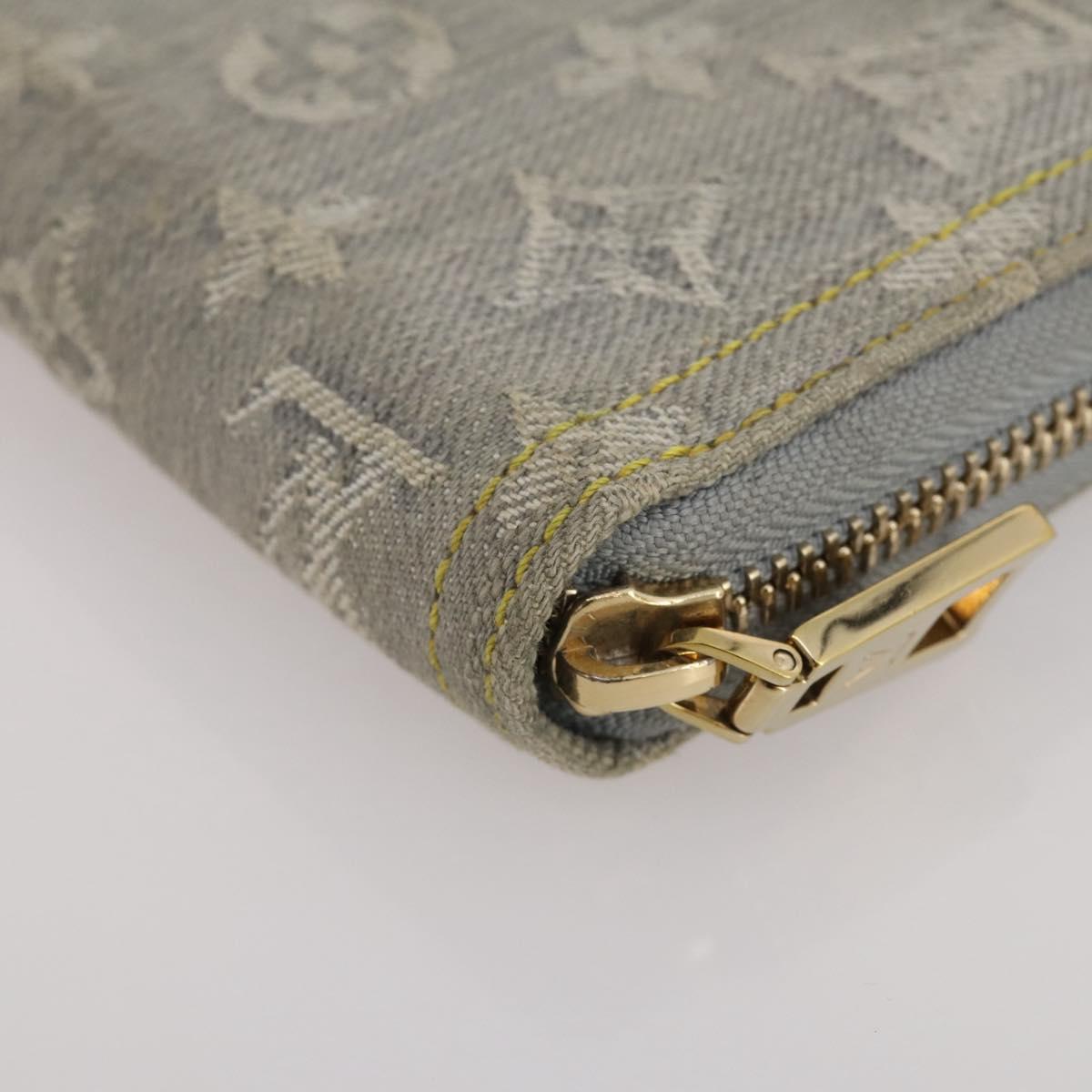 LOUIS VUITTON Monogram denim Zippy Wallet Wallet Gray M13214 LV Auth 204799M