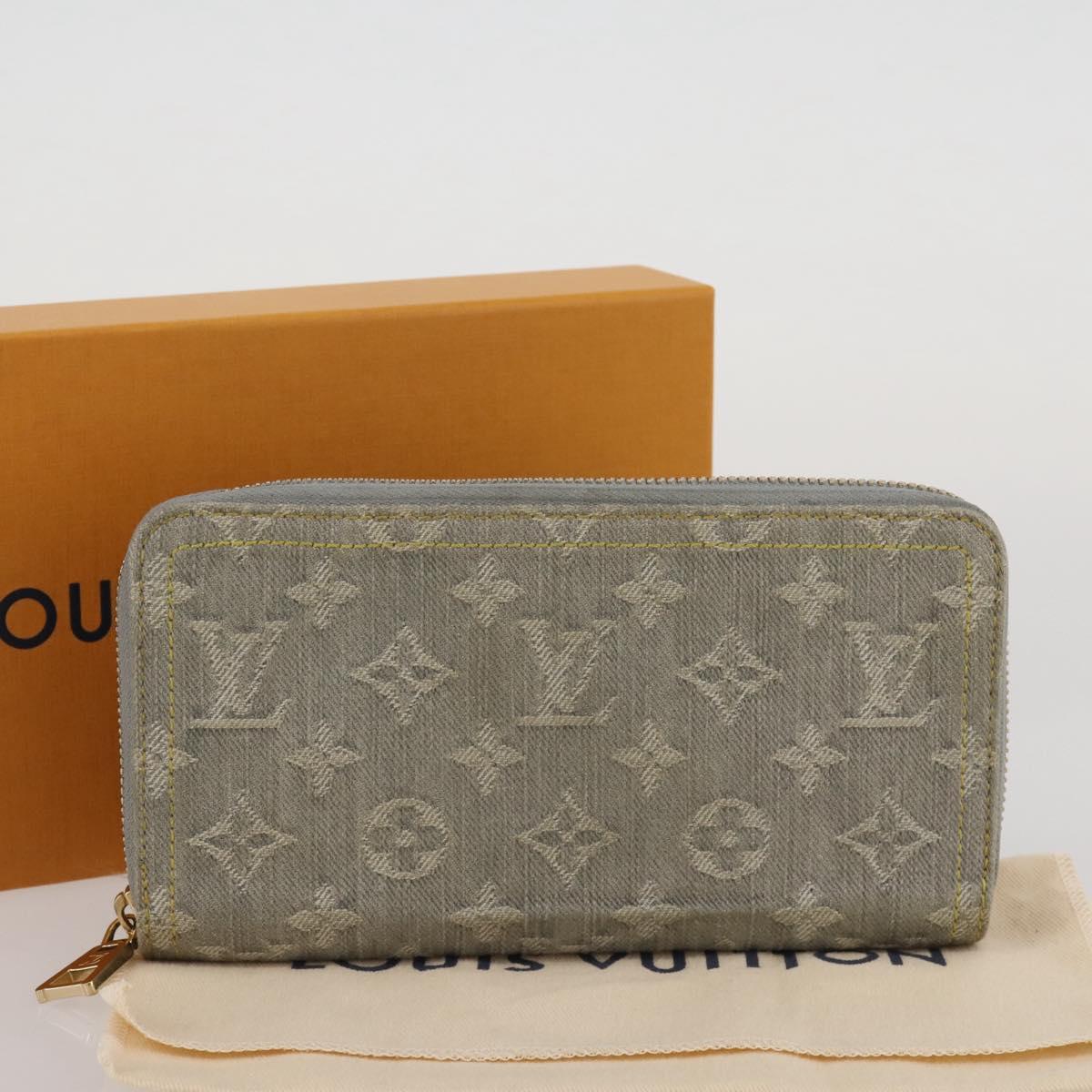 LOUIS VUITTON Monogram denim Zippy Wallet Wallet Gray M13214 LV Auth 204799M