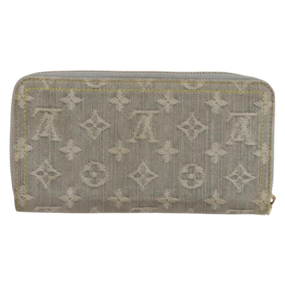 LOUIS VUITTON Monogram denim Zippy Wallet Wallet Gray M13214 LV Auth 204799M