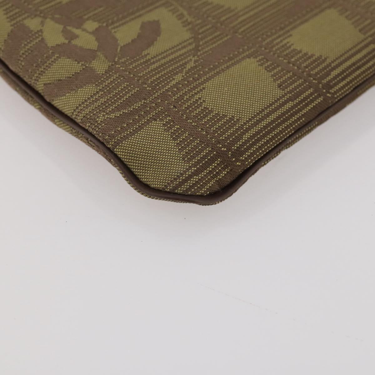 CHANEL New Travel Line Clutch Bag Canvas Brown CC Auth 204800A